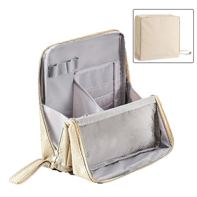 Large-capacity Portable Cosmetic Bag Vertical Desktop Storage Multifunctional Cosmetic Storage Bag Stationery Pen Storage Bag - Curl and Collar