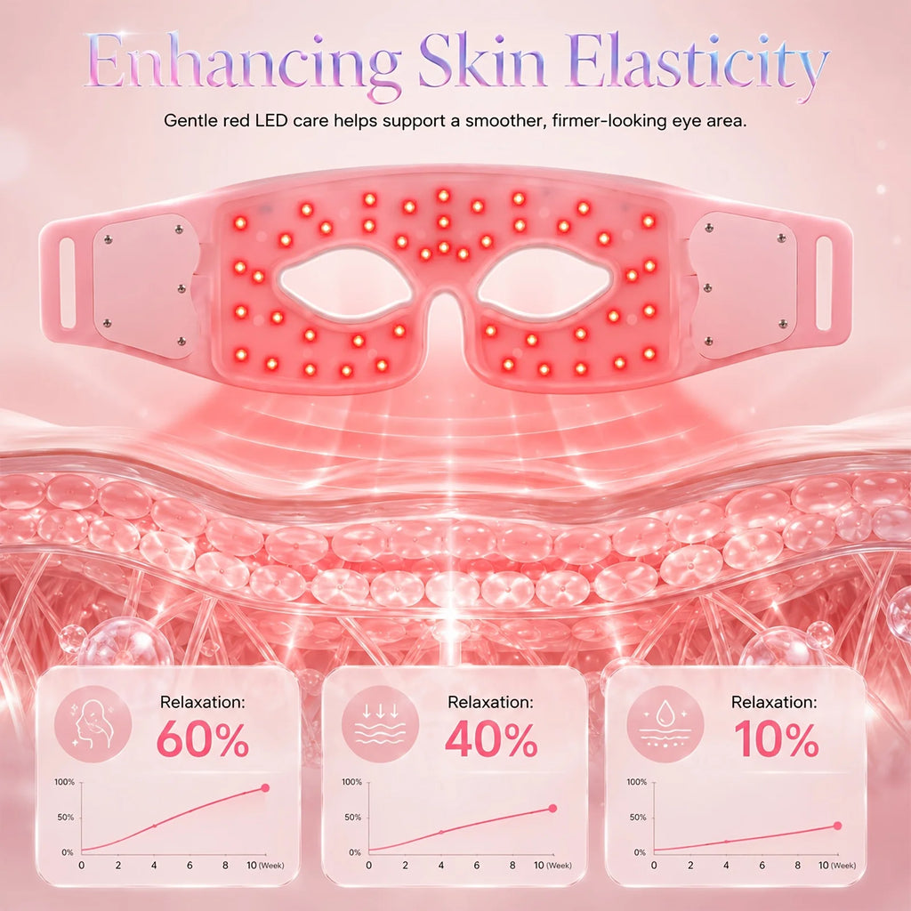 Photon Beauty Eye Mask Red Light Eye Care Device with 45 LED Beads 7 Color Light Modes USB Rechargeable 10 Minute Timer for Eye Relaxation Fine Lines Puffiness Dark Circles Firming Skin Portable Adjustable Beauty Mask for Wom - Curl and Collar