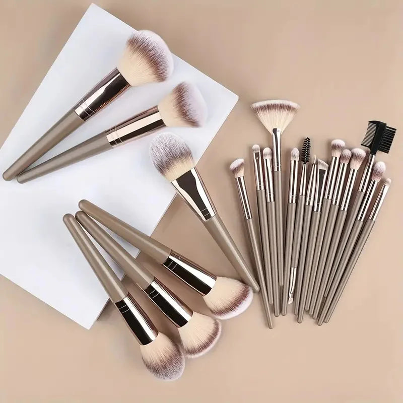 3-20Pcs Premium Makeup Brushes Set Soft Fluffy Beauty Cosmetic Foundation Makeup Brush Eyeshadow Blush Kabuki Make Up Tools - Curl and Collar