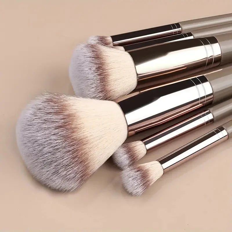 3-20Pcs Premium Makeup Brushes Set Soft Fluffy Beauty Cosmetic Foundation Makeup Brush Eyeshadow Blush Kabuki Make Up Tools - Curl and Collar
