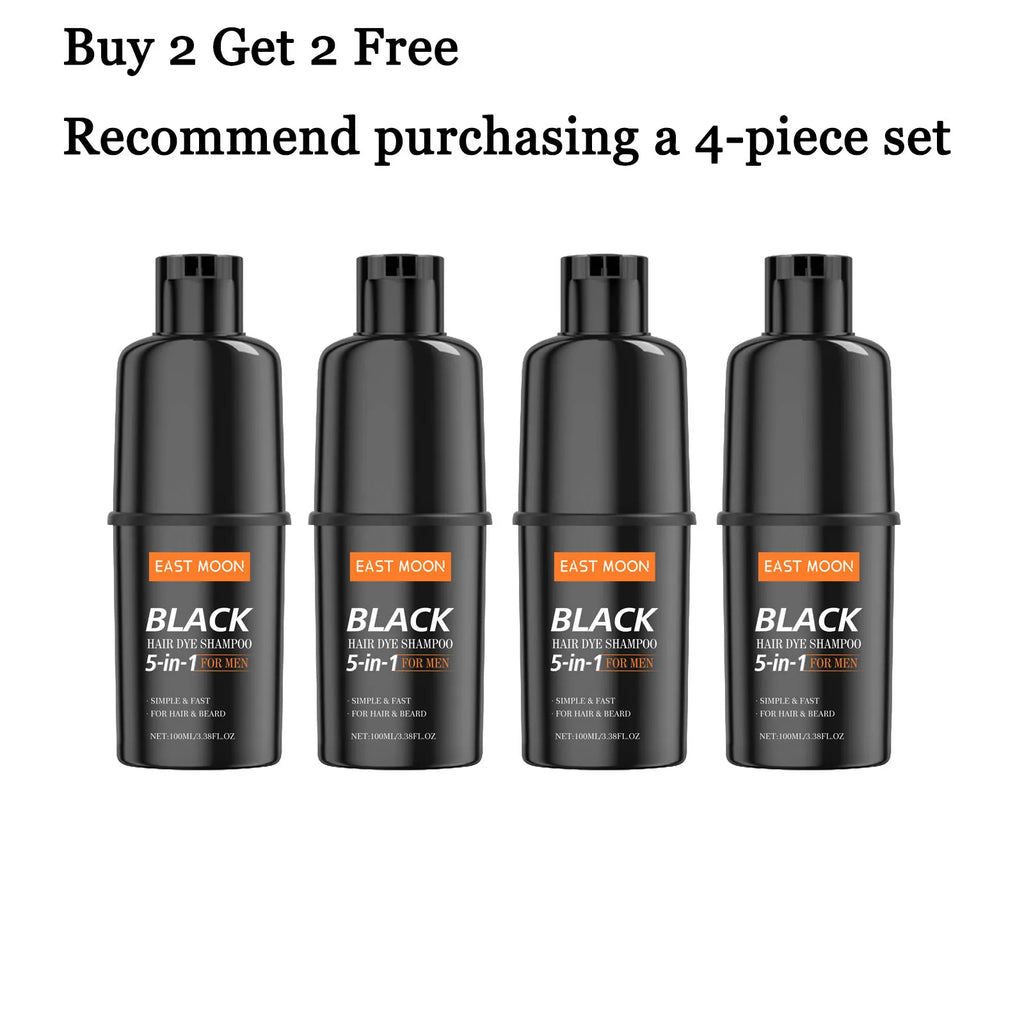 100ML 5 in 1 Men Black Hair Dyeing Shampoo Gentle Moisturizing Improve Gloss Nourishing Scalp Non-irritating Lasting Coloring Gentle Herbal Hair Dyeing Shampoo for Hair & Beard - Curl and Collar