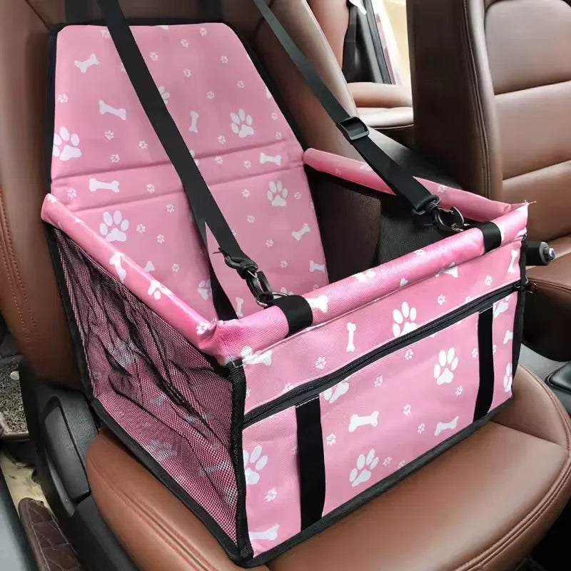 Dog Car Seat Cover Foldable Hammock Pet Harness Cat Bag Basket Stable and Foldable Travel Pet Dog and Cat Safety Car Seat - Curl and Collar