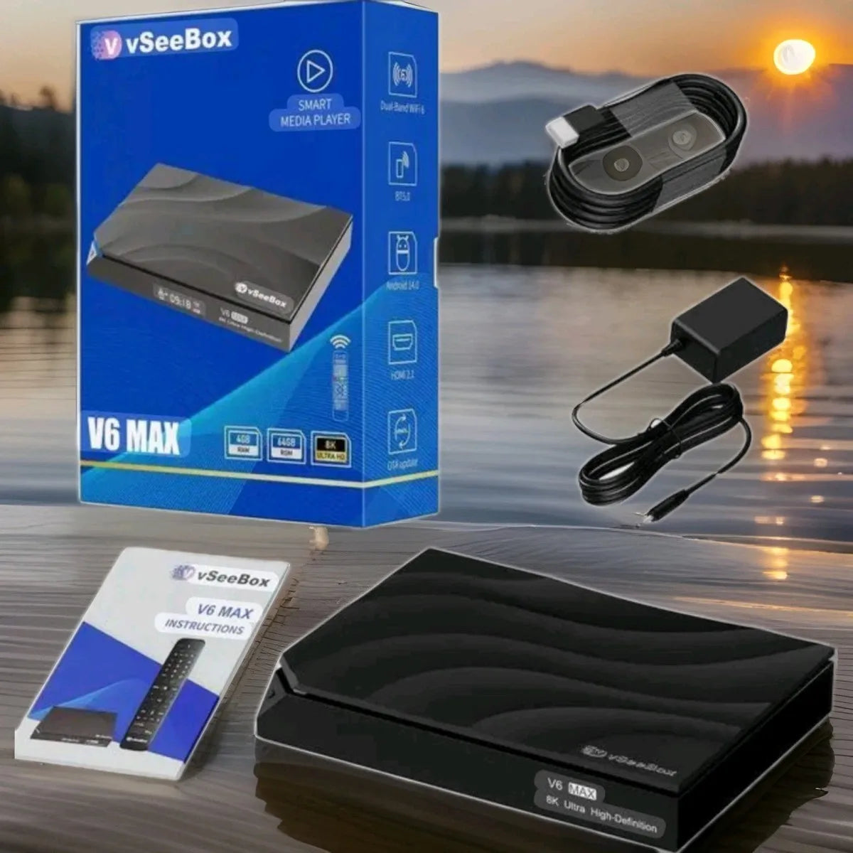 vSeeBox V6 MAX 2026 8K Streaming Box | 64GB NEW SEALED | FREE-SHIPPING | Authorized Distributor - Curl and Collar