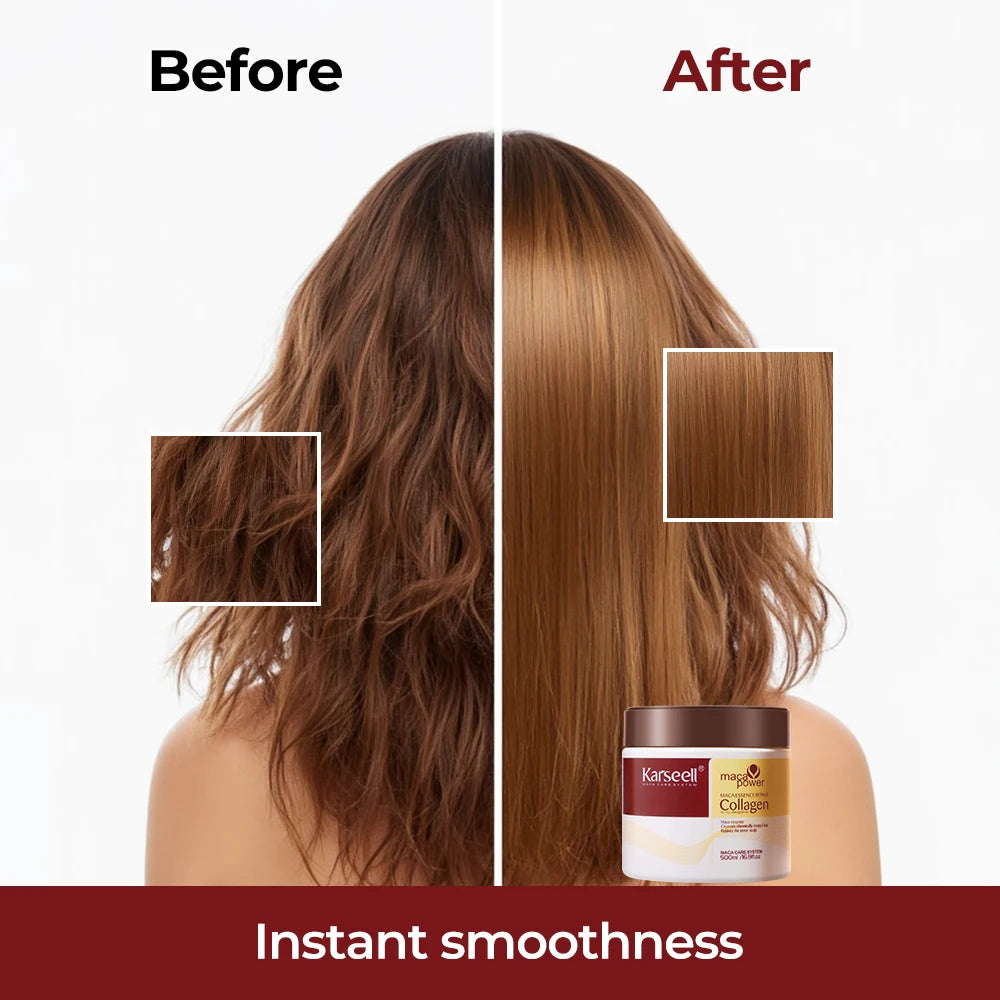 Karseell Collagen Hair Mask 500ml 16.9fl.oz Deep Repair Essence Repair Collagen for Dry Damaged Hair All Hair Type Hair Care - Curl and Collar