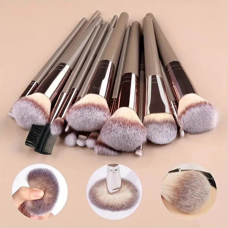 3-20Pcs Premium Makeup Brushes Set Soft Fluffy Beauty Cosmetic Foundation Makeup Brush Eyeshadow Blush Kabuki Make Up Tools - Curl and Collar