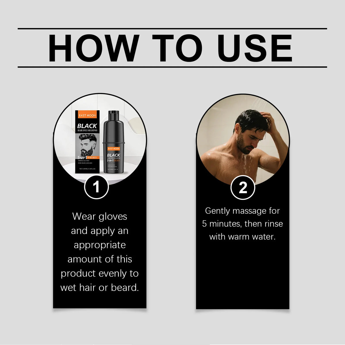 100ML 5 in 1 Men Black Hair Dyeing Shampoo Gentle Moisturizing Improve Gloss Nourishing Scalp Non-irritating Lasting Coloring Gentle Herbal Hair Dyeing Shampoo for Hair & Beard - Curl and Collar