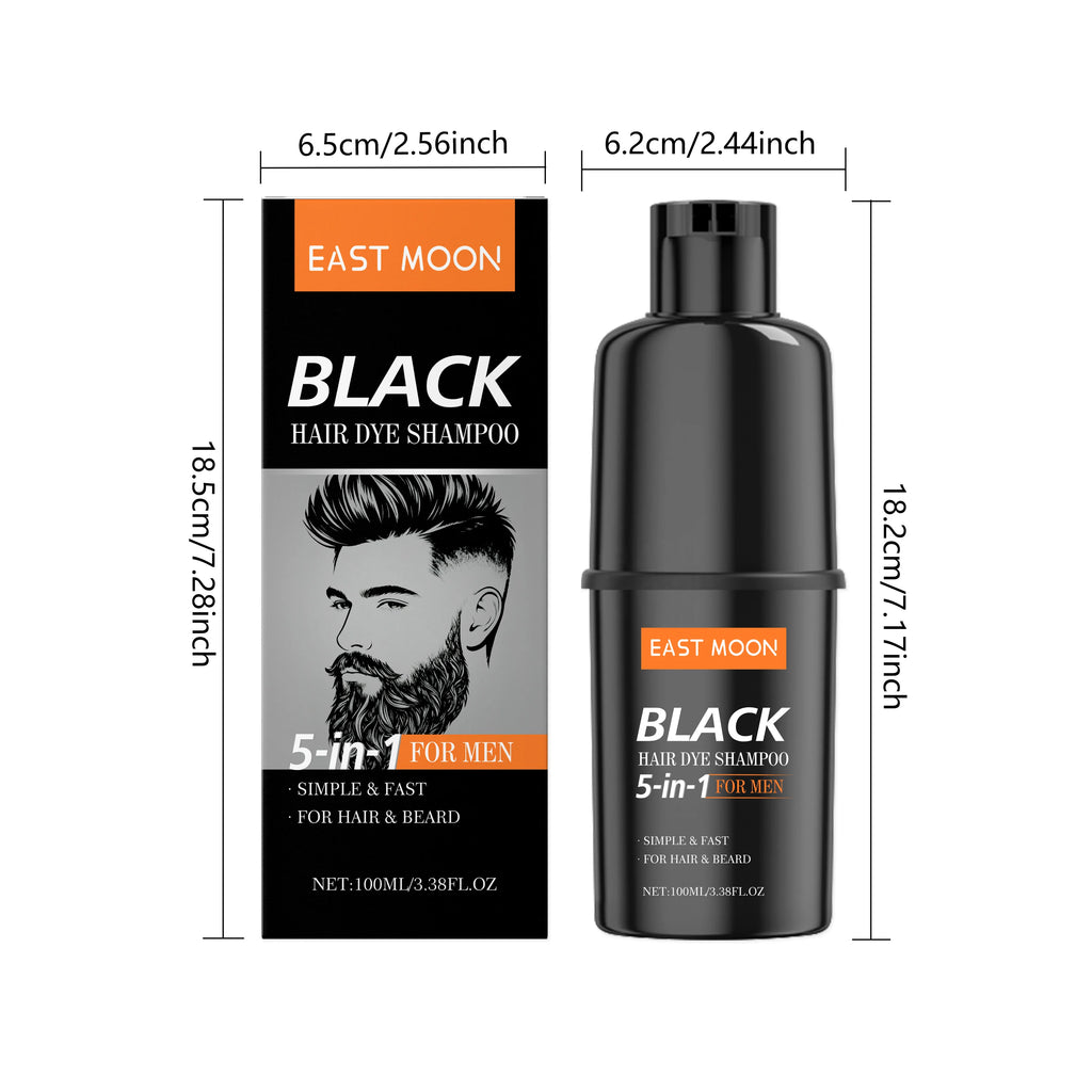 100ML 5 in 1 Men Black Hair Dyeing Shampoo Gentle Moisturizing Improve Gloss Nourishing Scalp Non-irritating Lasting Coloring Gentle Herbal Hair Dyeing Shampoo for Hair & Beard - Curl and Collar