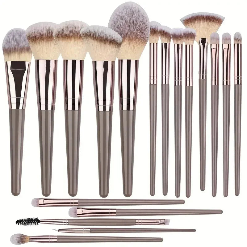 3-20Pcs Premium Makeup Brushes Set Soft Fluffy Beauty Cosmetic Foundation Makeup Brush Eyeshadow Blush Kabuki Make Up Tools - Curl and Collar