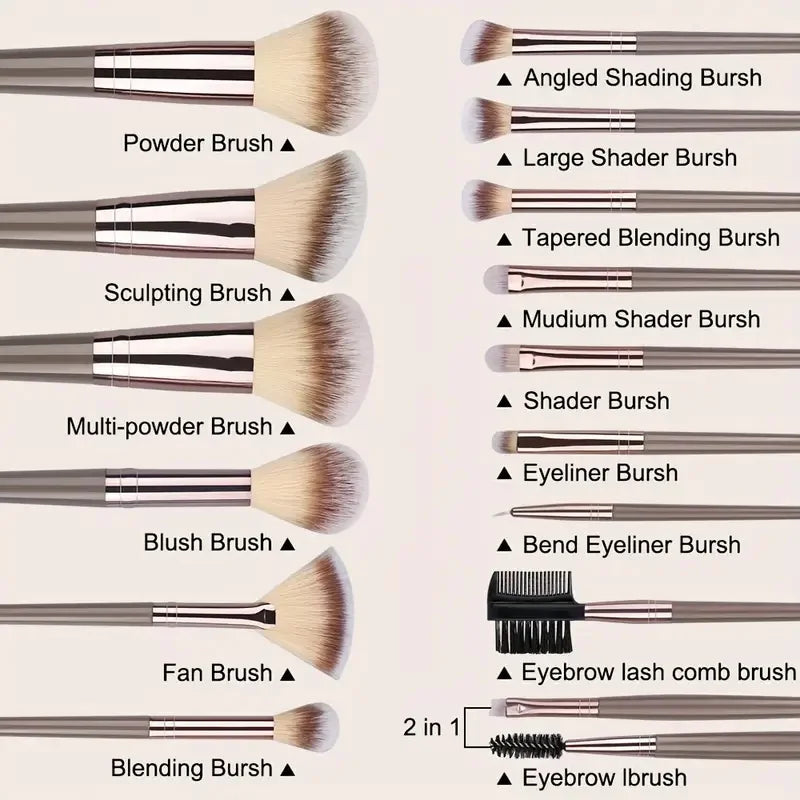 3-20Pcs Premium Makeup Brushes Set Soft Fluffy Beauty Cosmetic Foundation Makeup Brush Eyeshadow Blush Kabuki Make Up Tools - Curl and Collar