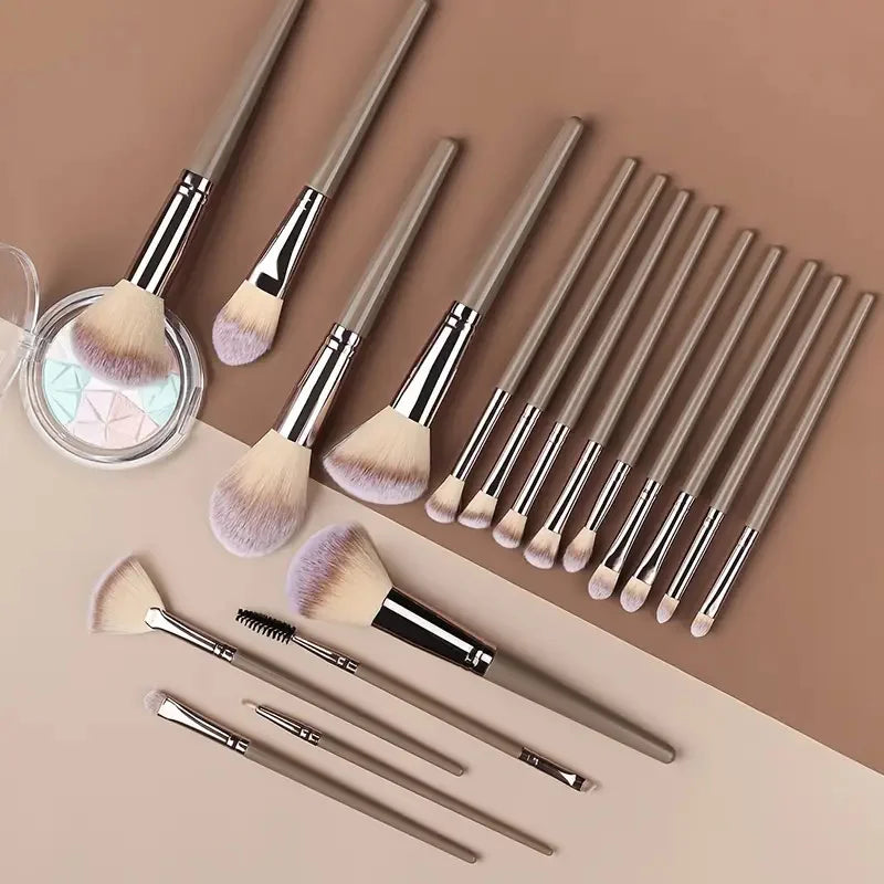 3-20Pcs Premium Makeup Brushes Set Soft Fluffy Beauty Cosmetic Foundation Makeup Brush Eyeshadow Blush Kabuki Make Up Tools - Curl and Collar
