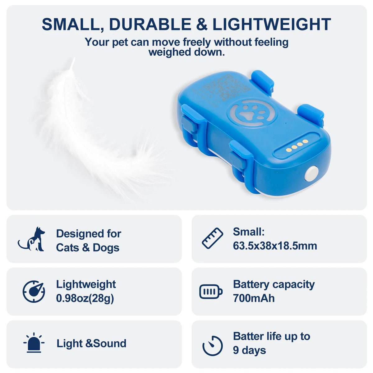 4G GPS Tracker for Dogs Cats, Real-time Pet Locator with Light Sound Alarm, US Seller, IP67 Waterproof, Safe Zone, with App Subscription, US Stock - Curl and Collar