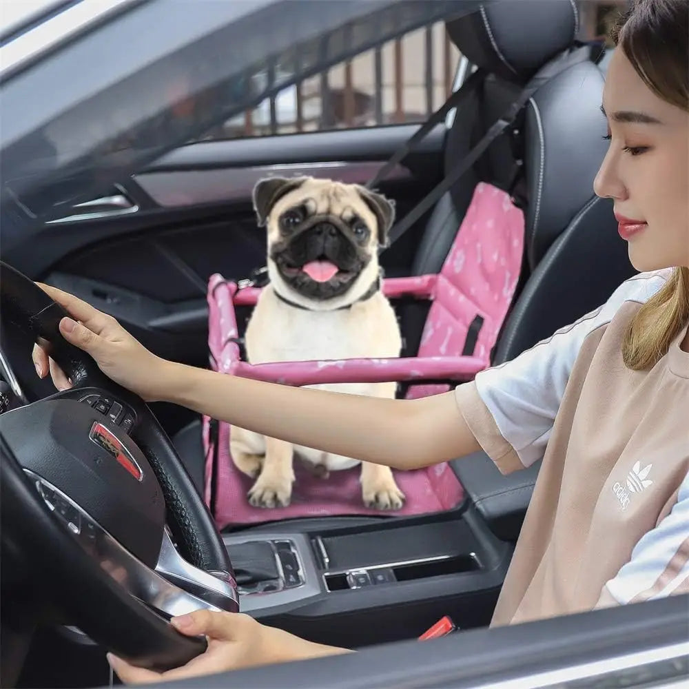 Dog Car Seat Cover Foldable Hammock Pet Harness Cat Bag Basket Stable and Foldable Travel Pet Dog and Cat Safety Car Seat - Curl and Collar