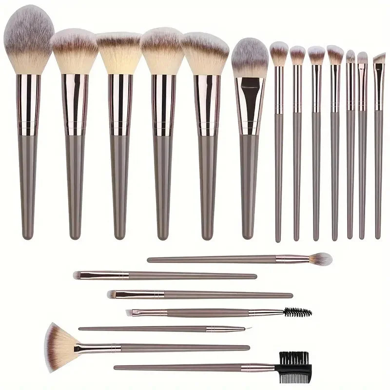3-20Pcs Premium Makeup Brushes Set Soft Fluffy Beauty Cosmetic Foundation Makeup Brush Eyeshadow Blush Kabuki Make Up Tools - Curl and Collar