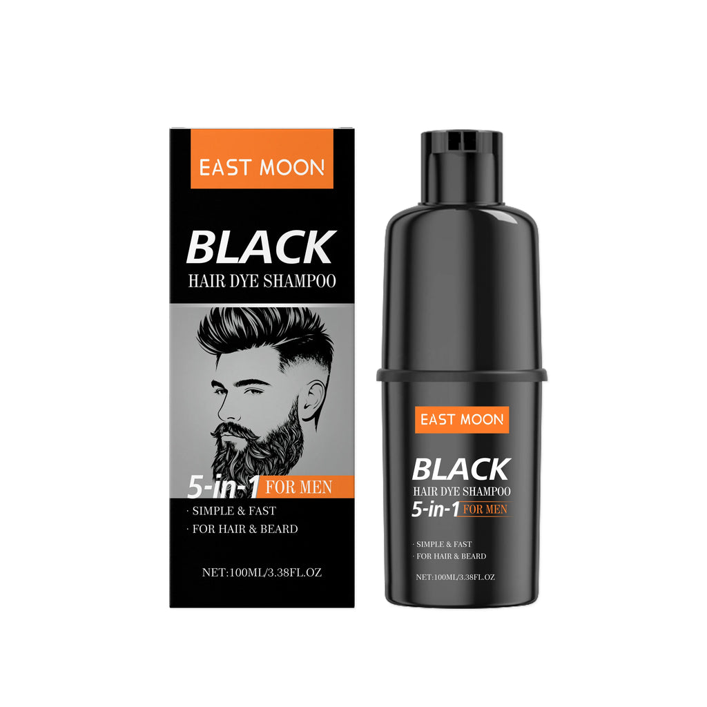 100ML 5 in 1 Men Black Hair Dyeing Shampoo Gentle Moisturizing Improve Gloss Nourishing Scalp Non-irritating Lasting Coloring Gentle Herbal Hair Dyeing Shampoo for Hair & Beard - Curl and Collar
