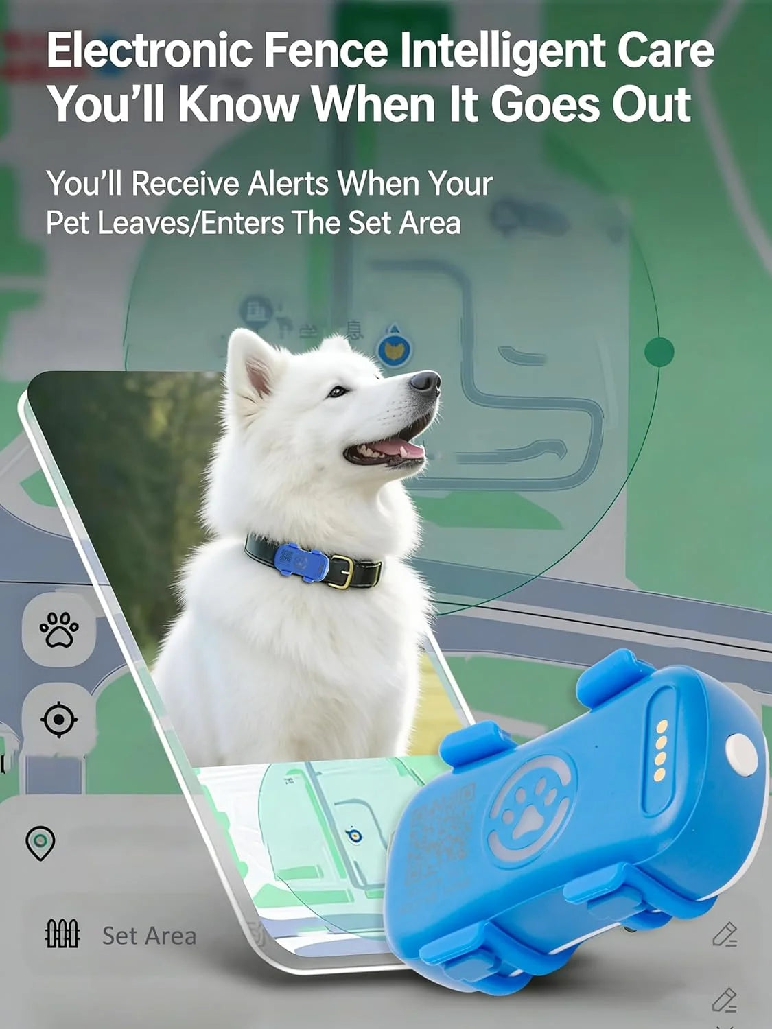 4G GPS Tracker for Dogs Cats, Real-time Pet Locator with Light Sound Alarm, US Seller, IP67 Waterproof, Safe Zone, with App Subscription, US Stock - Curl and Collar
