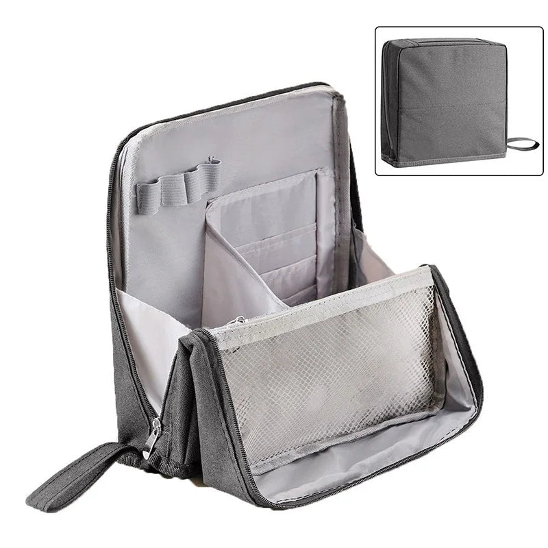 Large-capacity Portable Cosmetic Bag Vertical Desktop Storage Multifunctional Cosmetic Storage Bag Stationery Pen Storage Bag - Curl and Collar