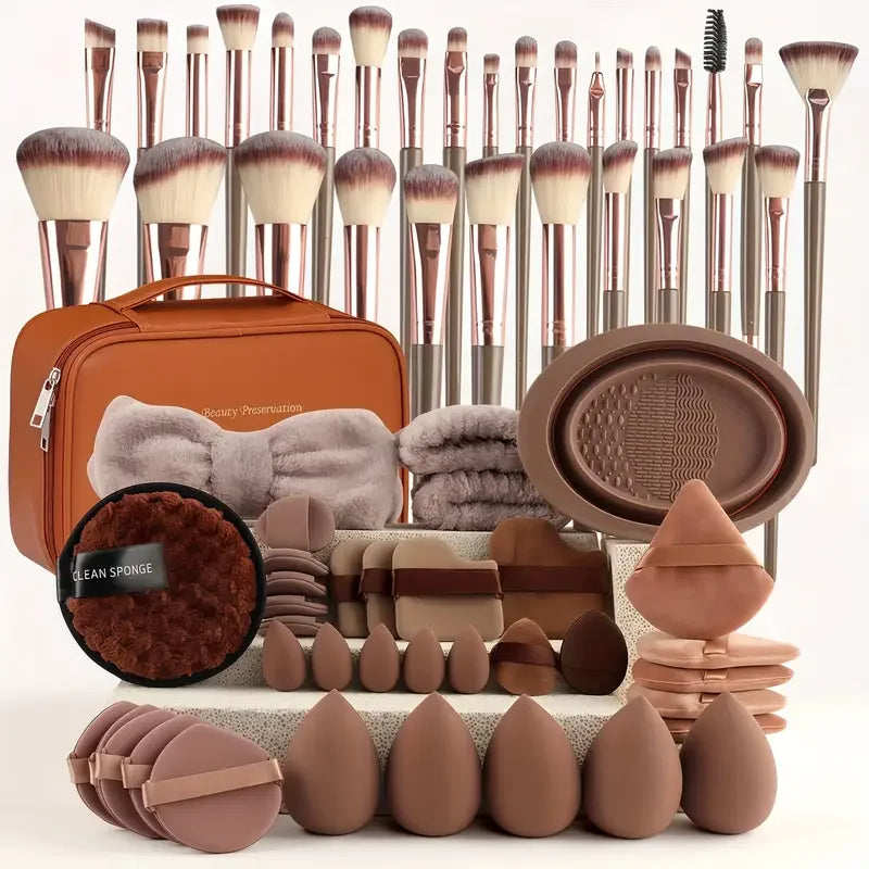 3-20Pcs Premium Makeup Brushes Set Soft Fluffy Beauty Cosmetic Foundation Makeup Brush Eyeshadow Blush Kabuki Make Up Tools - Curl and Collar