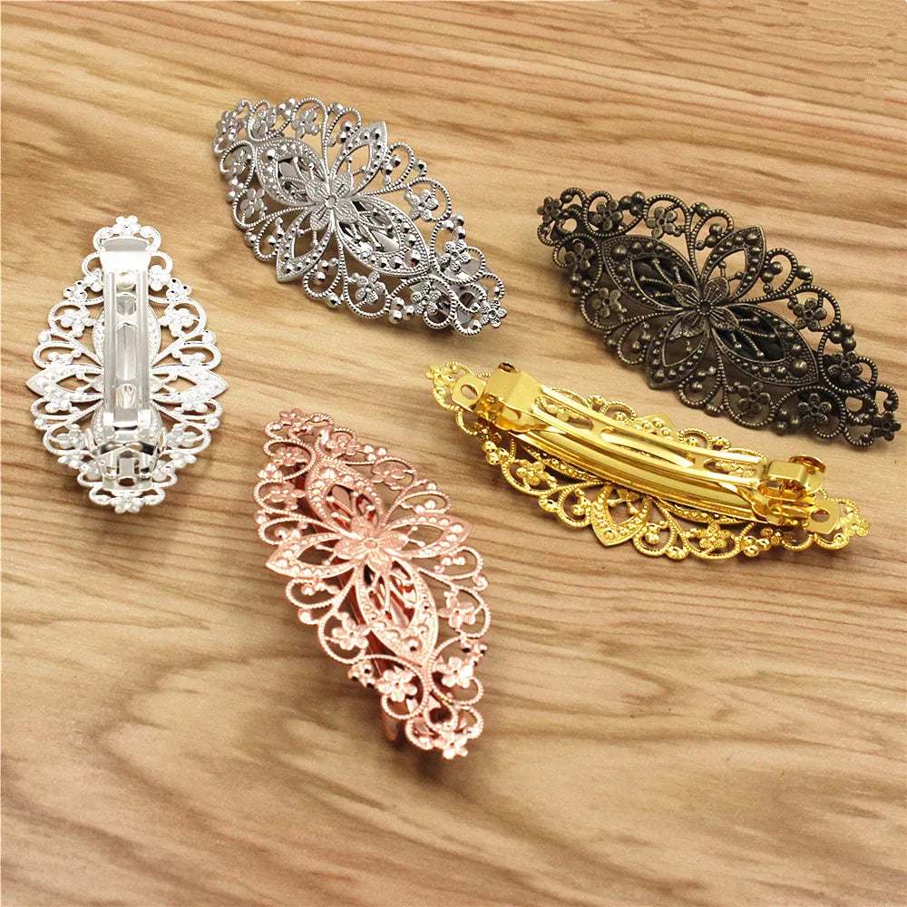Copper Fashion Hair Snap Clips Accessories flower Women Hairgrips Barrettes Head Hairpins Headdress Length 80mm 1PC K06214