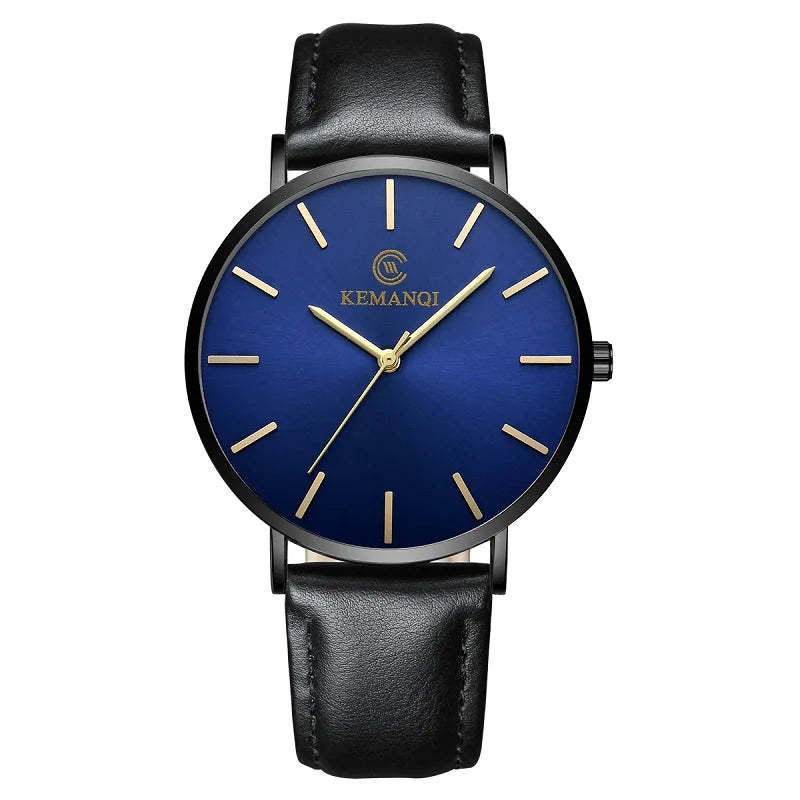 2025 Luxury Business Men Watches Men Gold Watch Ultra Thin Mens Watches Leather Quartz Watch Man Wristwatch Horloge Mannen - Curl and Collar
