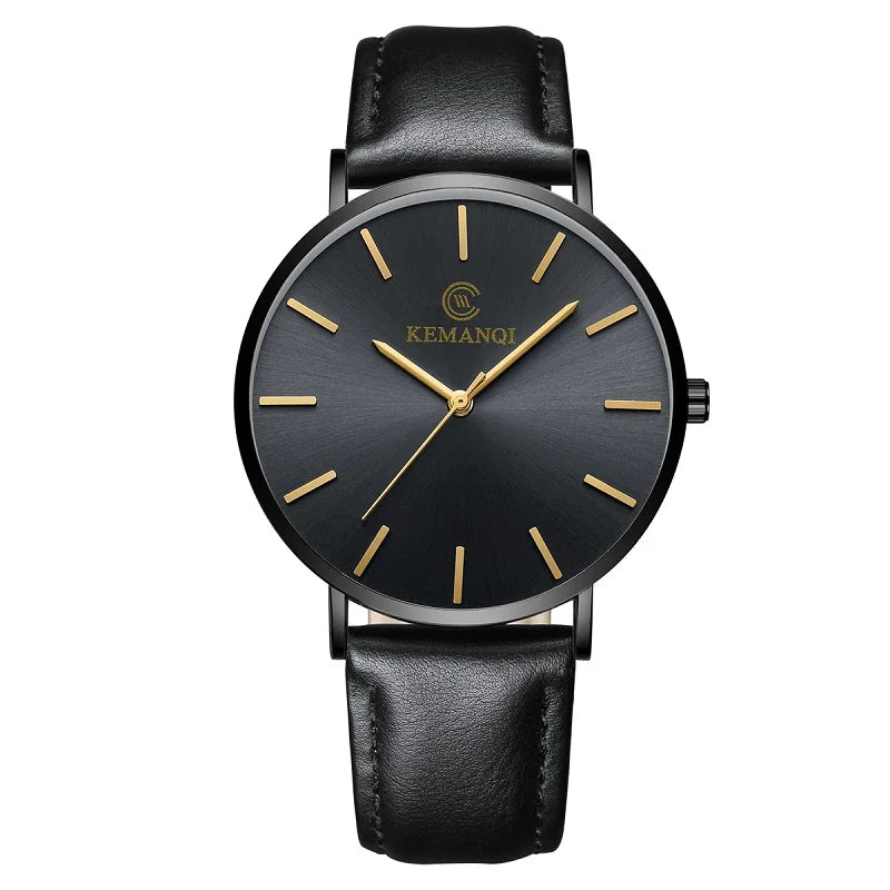 2025 Luxury Business Men Watches Men Gold Watch Ultra Thin Mens Watches Leather Quartz Watch Man Wristwatch Horloge Mannen - Curl and Collar
