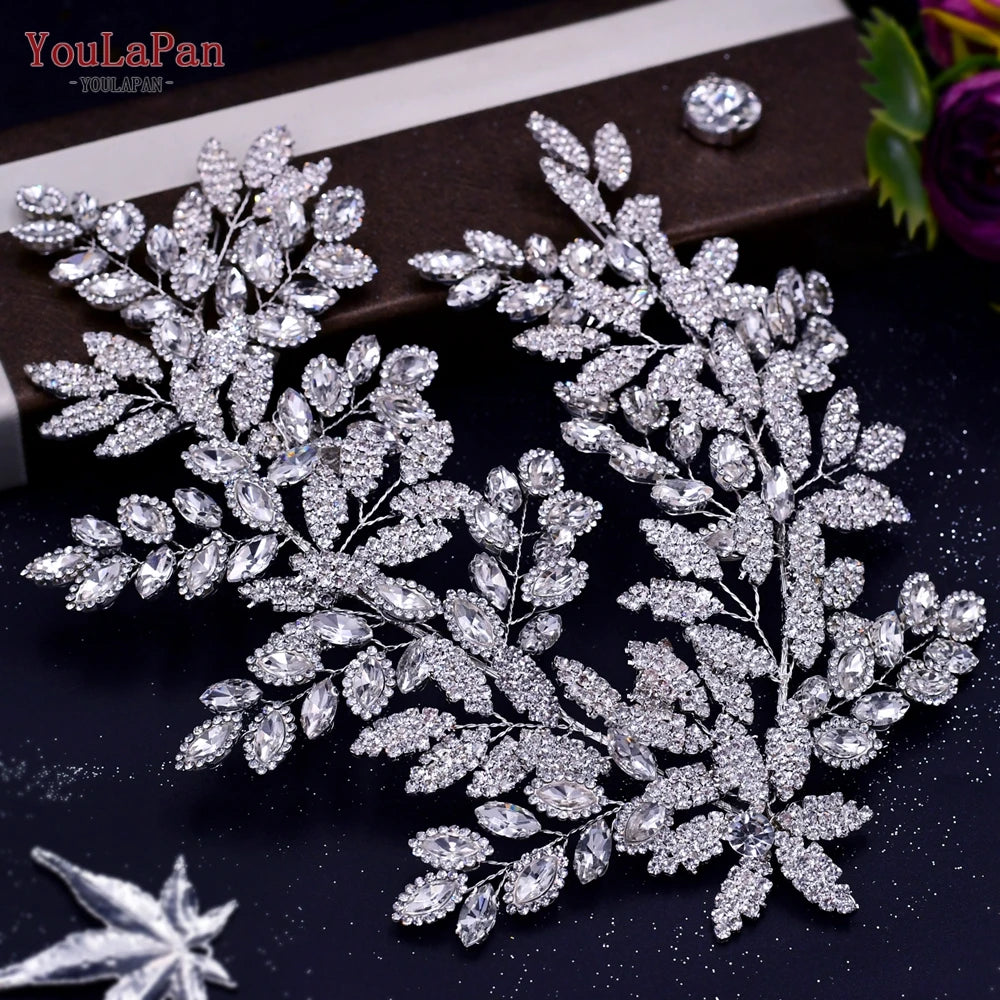 YouLaPan Rhinestone Tiara Bridal Headdress Wedding Hair Accessories Pageant Crown Woman Hair Clip Bridal Hairpin for Party HP254