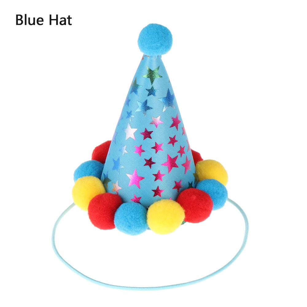 Cute Pet Birthday Caps/Bibs Design Headwear Triangle Scarf Hat Tie Collar Cat Dog Costume Pets Accessories Decoration Supplies - Curl and Collar