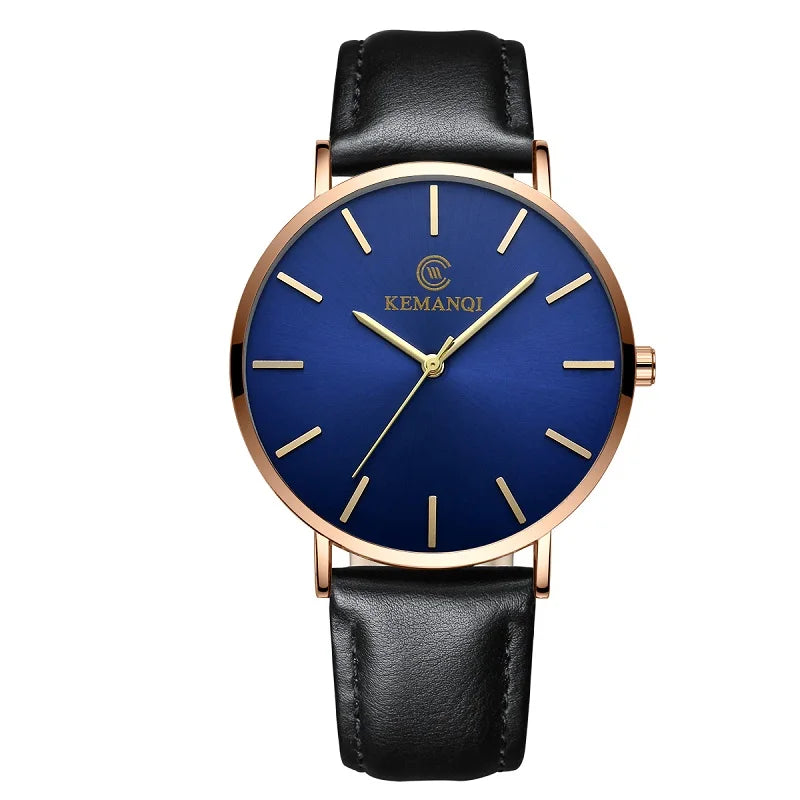 2025 Luxury Business Men Watches Men Gold Watch Ultra Thin Mens Watches Leather Quartz Watch Man Wristwatch Horloge Mannen - Curl and Collar