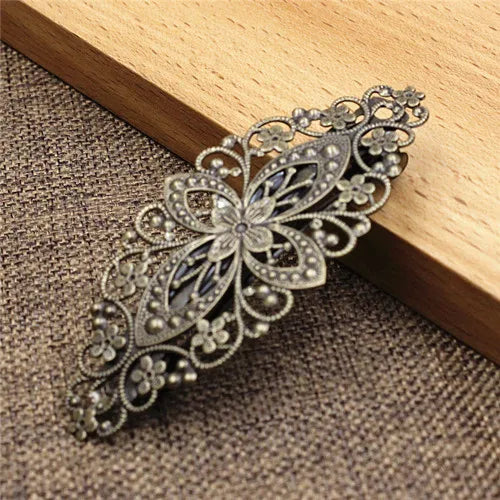 Copper Fashion Hair Snap Clips Accessories flower Women Hairgrips Barrettes Head Hairpins Headdress Length 80mm 1PC K06214