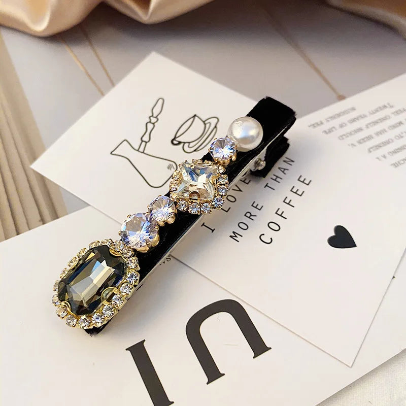 Retro French Hairpins Imitation Pearl Crystal Rhinestone Hair Clips Hair Barrettes for Women Girls Hair Accessories Gifts Mother
