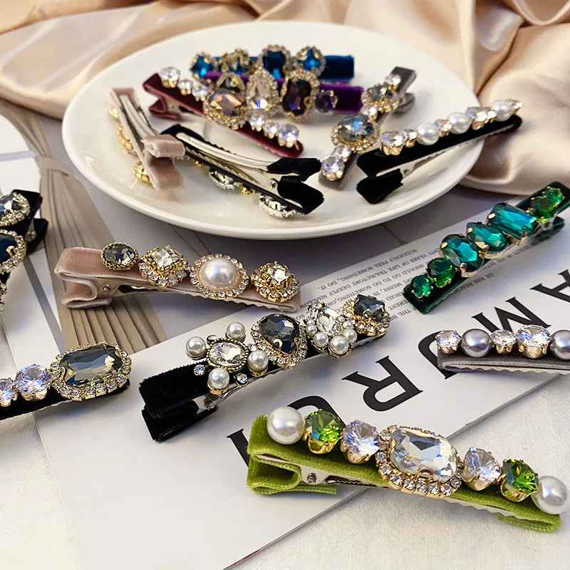 Retro French Hairpins Imitation Pearl Crystal Rhinestone Hair Clips Hair Barrettes for Women Girls Hair Accessories Gifts Mother