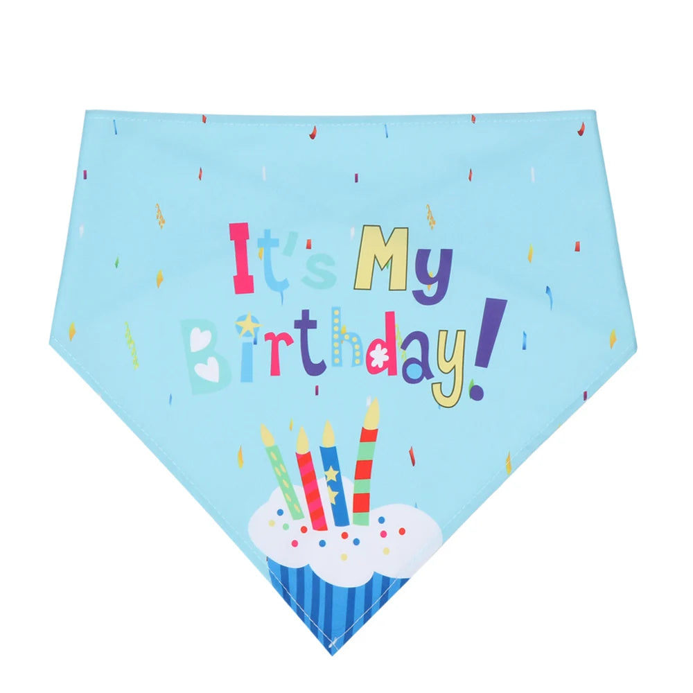 Cute Pet Birthday Caps/Bibs Design Headwear Triangle Scarf Hat Tie Collar Cat Dog Costume Pets Accessories Decoration Supplies - Curl and Collar