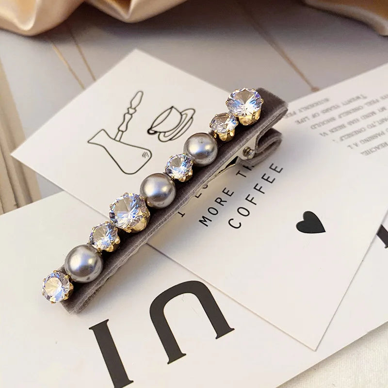 Retro French Hairpins Imitation Pearl Crystal Rhinestone Hair Clips Hair Barrettes for Women Girls Hair Accessories Gifts Mother