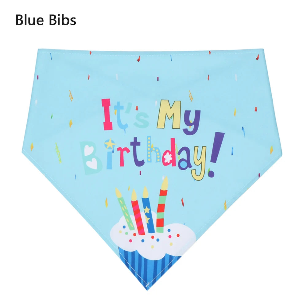 Cute Pet Birthday Caps/Bibs Design Headwear Triangle Scarf Hat Tie Collar Cat Dog Costume Pets Accessories Decoration Supplies - Curl and Collar