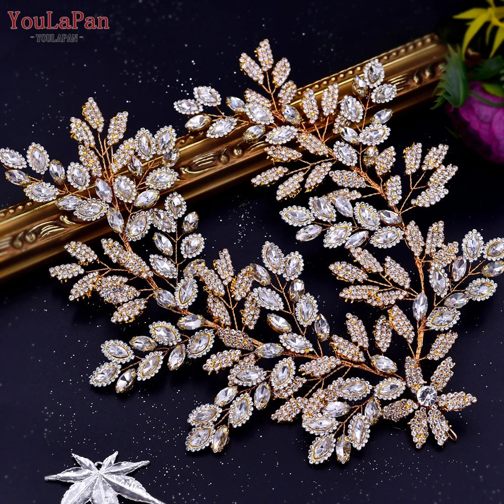 YouLaPan Rhinestone Tiara Bridal Headdress Wedding Hair Accessories Pageant Crown Woman Hair Clip Bridal Hairpin for Party HP254