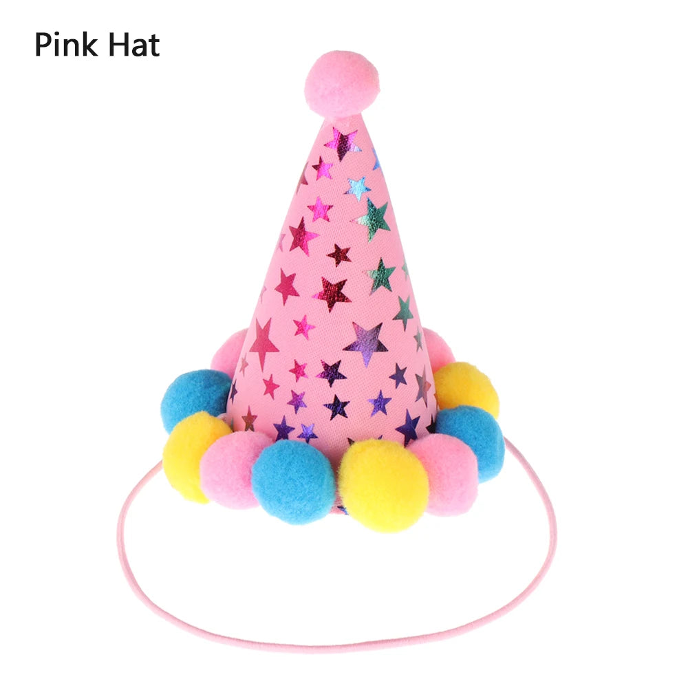 Cute Pet Birthday Caps/Bibs Design Headwear Triangle Scarf Hat Tie Collar Cat Dog Costume Pets Accessories Decoration Supplies - Curl and Collar