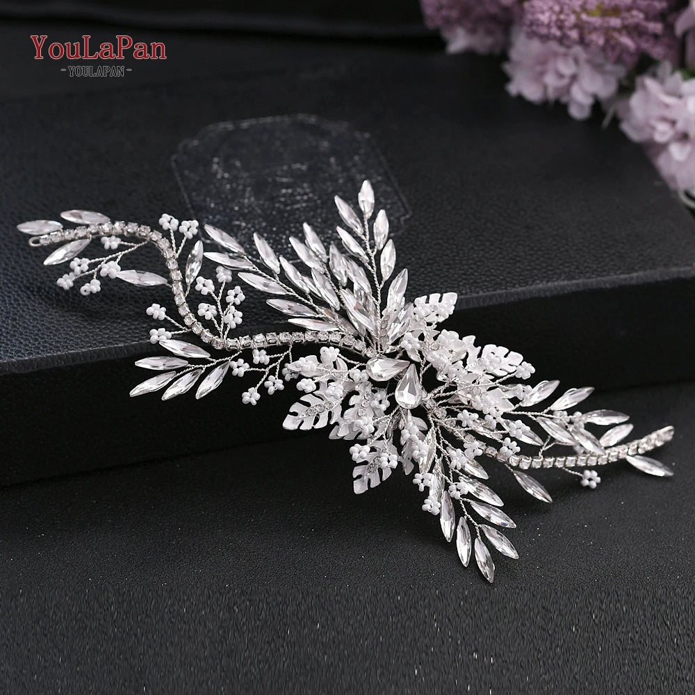 YouLaPan Rhinestone Tiara Bridal Headdress Wedding Hair Accessories Pageant Crown Woman Hair Clip Bridal Hairpin for Party HP254