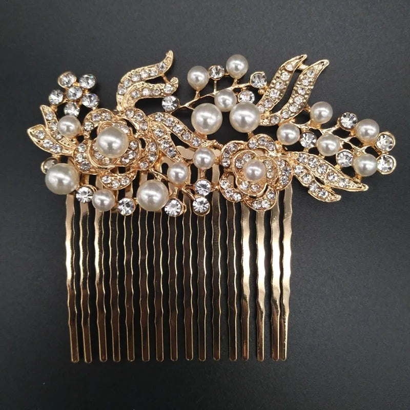 BLIJERY Trendy Bridal Hair Accessories Silver Color Rhinestone Crystal Brides Tiara Floral Wedding Hair Combs Women Hair Jewelry