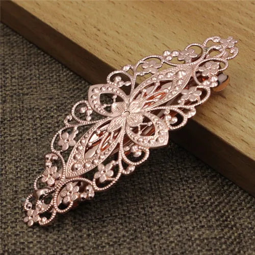 Copper Fashion Hair Snap Clips Accessories flower Women Hairgrips Barrettes Head Hairpins Headdress Length 80mm 1PC K06214