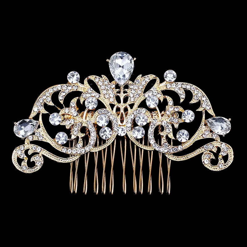 BLIJERY Trendy Bridal Hair Accessories Silver Color Rhinestone Crystal Brides Tiara Floral Wedding Hair Combs Women Hair Jewelry