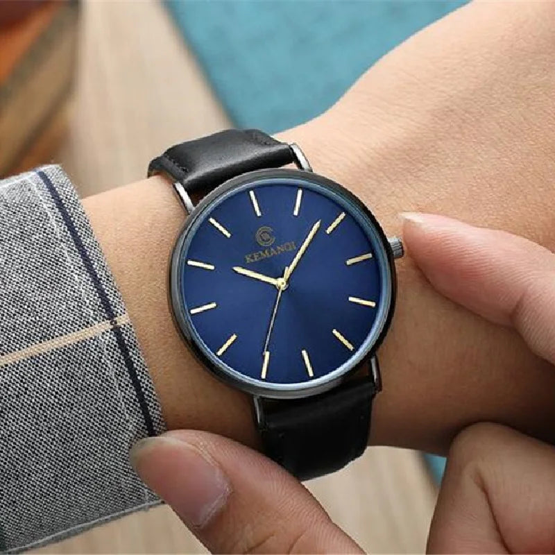 2025 Luxury Business Men Watches Men Gold Watch Ultra Thin Mens Watches Leather Quartz Watch Man Wristwatch Horloge Mannen - Curl and Collar