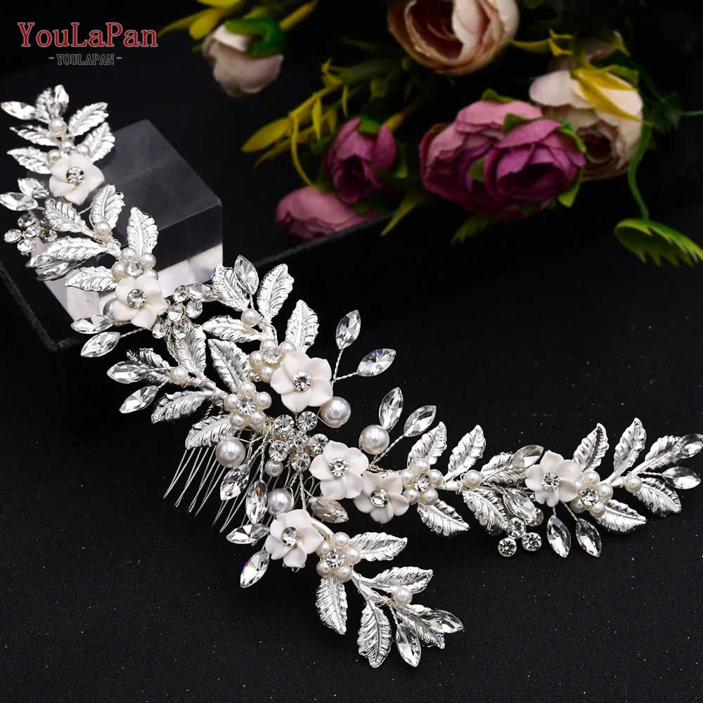 YouLaPan Rhinestone Tiara Bridal Headdress Wedding Hair Accessories Pageant Crown Woman Hair Clip Bridal Hairpin for Party HP254