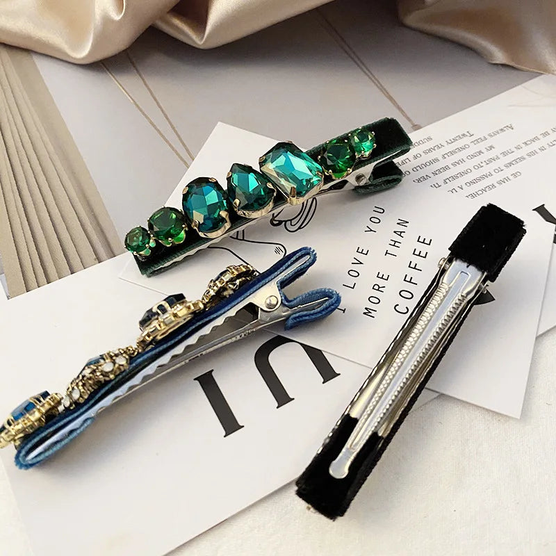 Retro French Hairpins Imitation Pearl Crystal Rhinestone Hair Clips Hair Barrettes for Women Girls Hair Accessories Gifts Mother