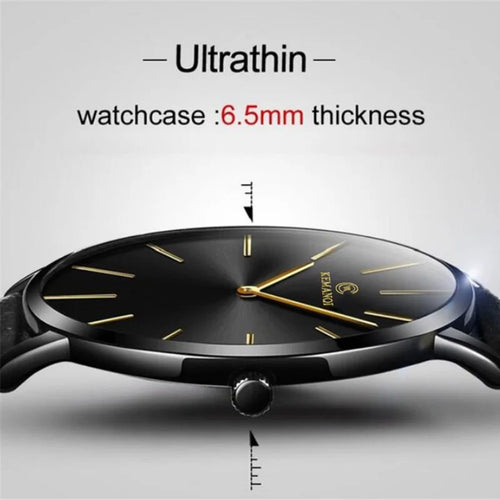 2025 Luxury Business Men Watches Men Gold Watch Ultra Thin Mens Watches Leather Quartz Watch Man Wristwatch Horloge Mannen - Curl and Collar