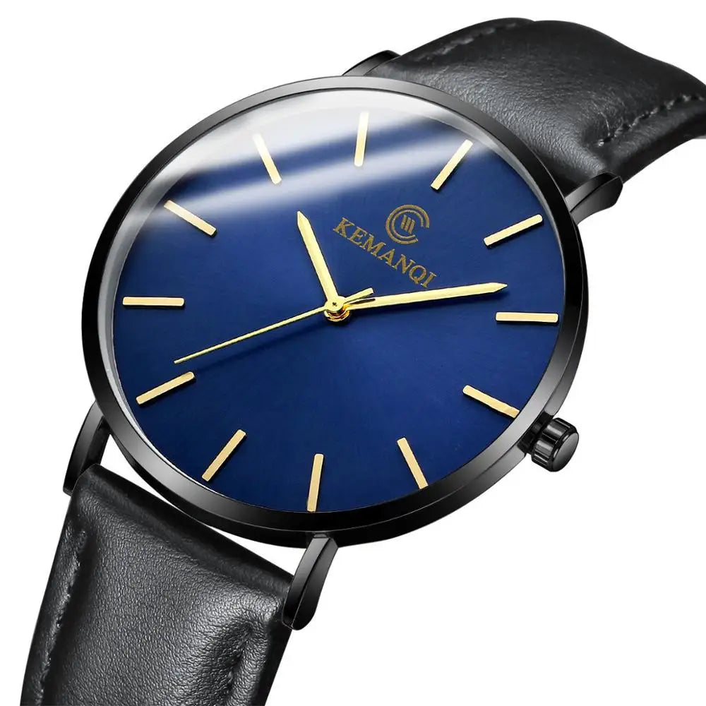 2025 Luxury Business Men Watches Men Gold Watch Ultra Thin Mens Watches Leather Quartz Watch Man Wristwatch Horloge Mannen - Curl and Collar