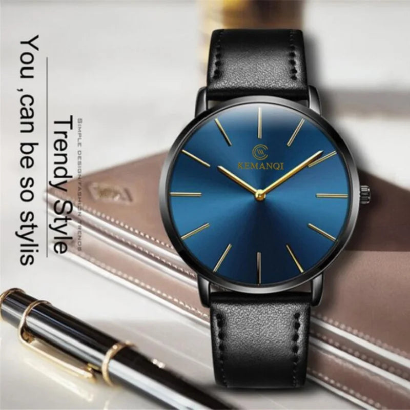 2025 Luxury Business Men Watches Men Gold Watch Ultra Thin Mens Watches Leather Quartz Watch Man Wristwatch Horloge Mannen - Curl and Collar