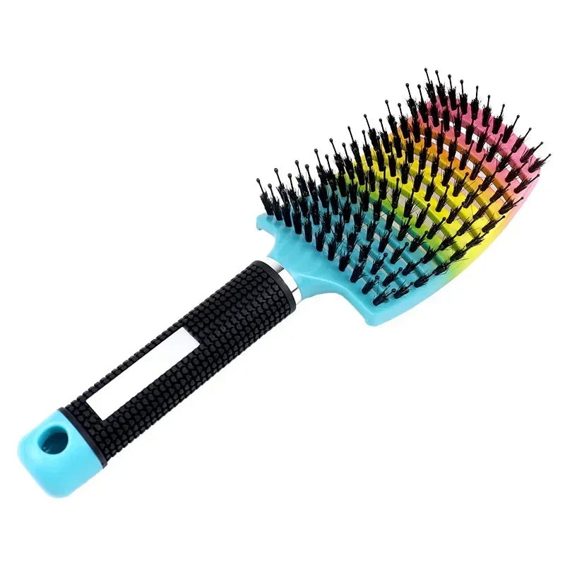 Hair Brush Exfoliating Hair Brush Bristle Women's Wet Curly Hair Comb Salon Hair Styling Tool，Special for Real Hair Wigs - Curl and Collar