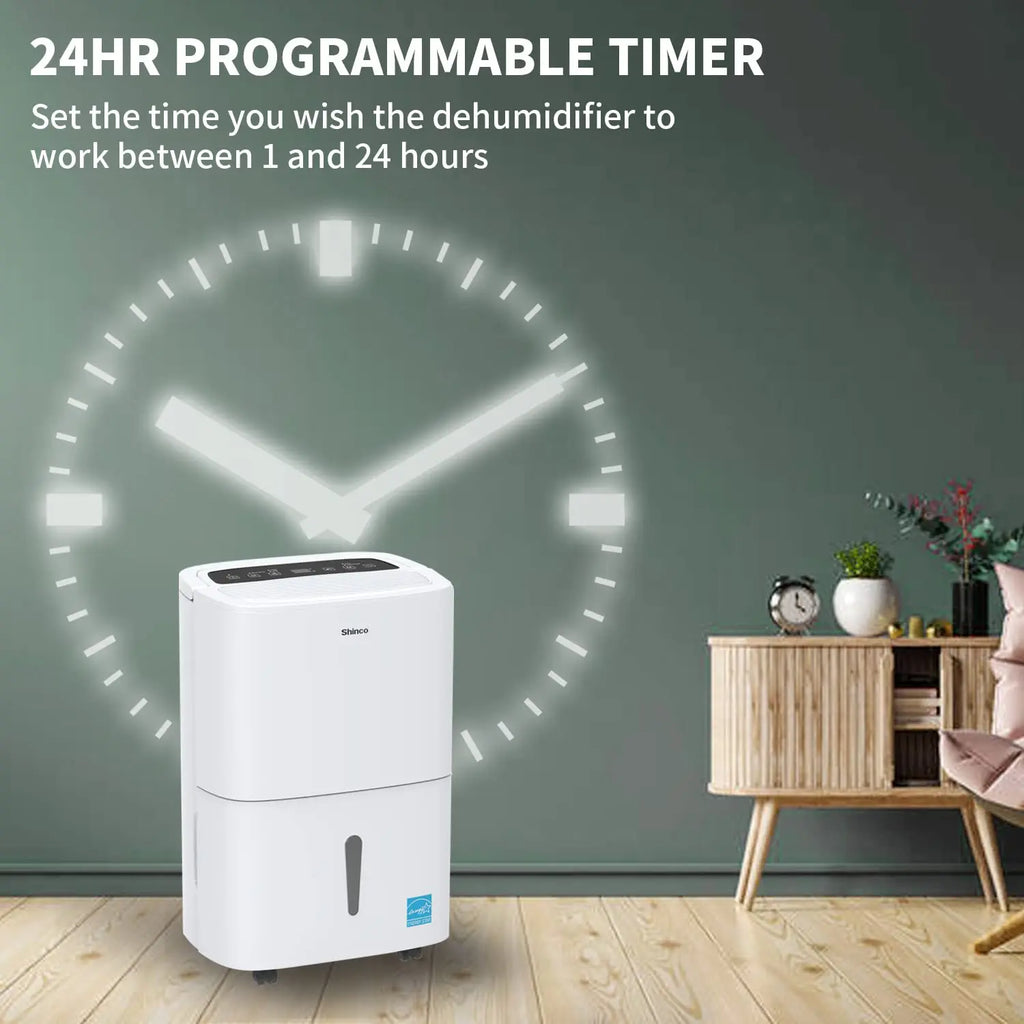 Shinco 150 Pints Energy Star Dehumidifier for Large Spaces up to 7,000 Sq.Ft Built-in Pump, 1.85 Gallon Water Tank - Curl and Collar