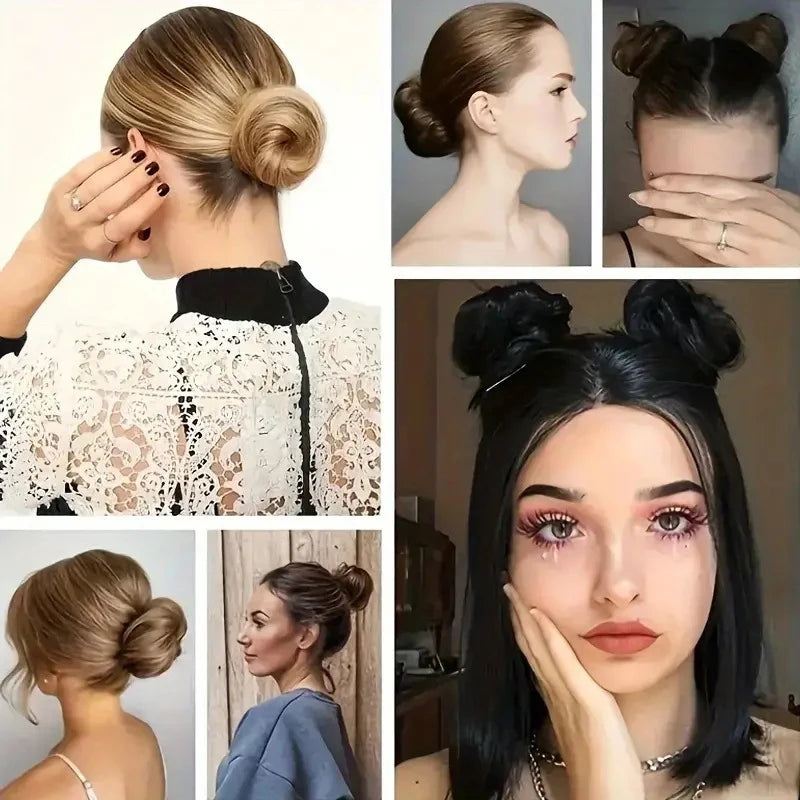 WIGSIN Synthetic Messy Dount Hair Buns Updo Chignon With Elastic Hair Exension for Women Daily Lazy Hair Accessories - Curl and Collar