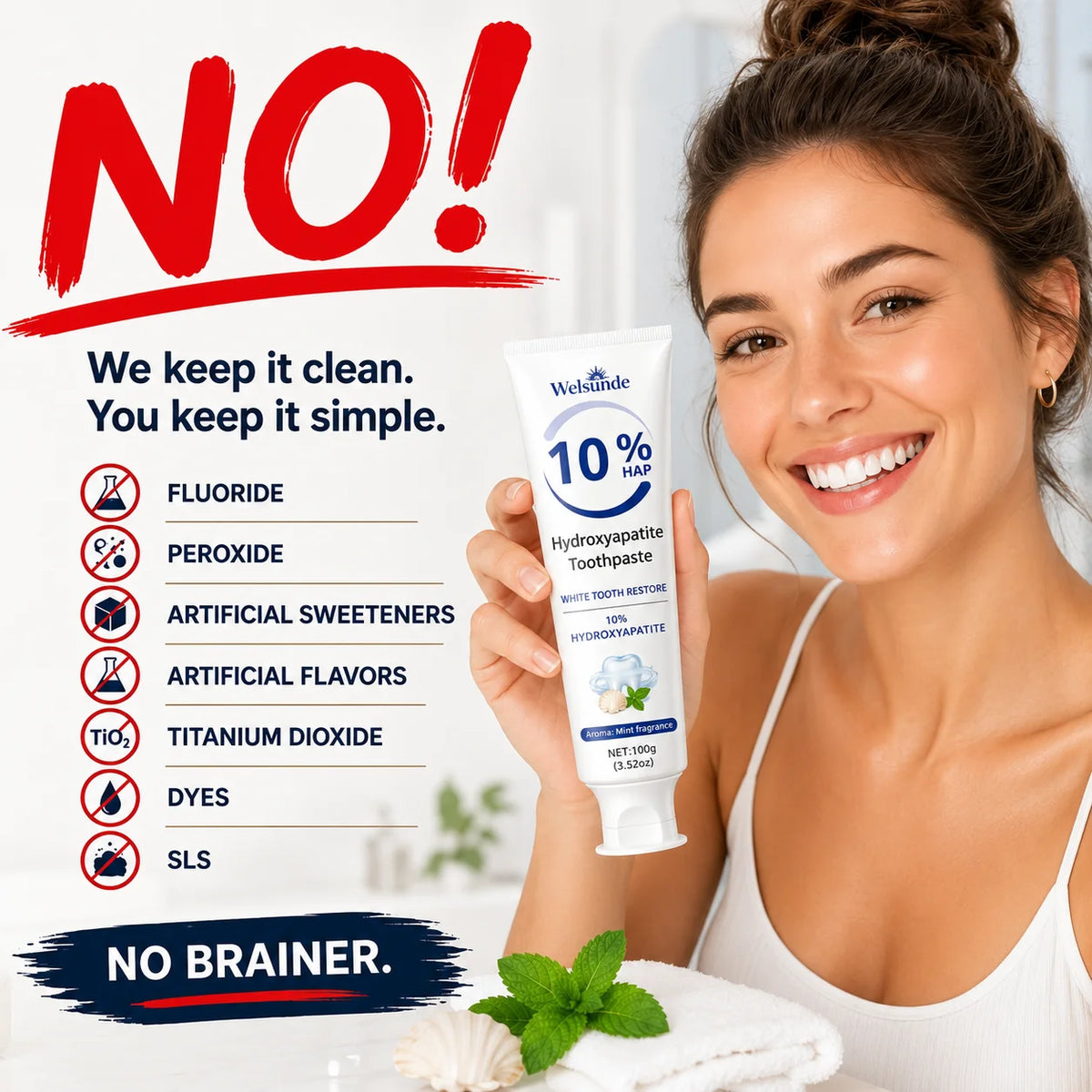 Powerful Whitening Toothpaste for Teeth & Deep Cleaning - Natural Mint Flavor, Breath Freshness, Micro-Polishing, Gentle on Sensitive Tooth & Gums, Oral Health, Specialized Dental Care, Suitable for Everyone, Perfect for Dail - Curl and Collar