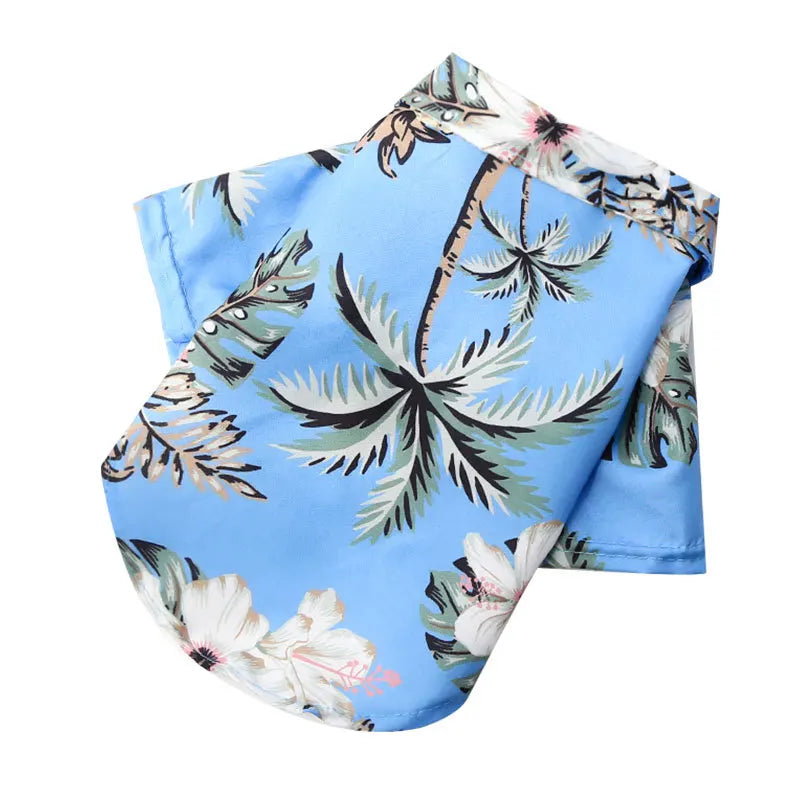 Hawaiian Style Pet Dog Clothe Summer SandBeach Dog Shirts for Small Medium Dogs Puppy Cat Clothing Ropa Perro Pug French Bulldog - Curl and Collar